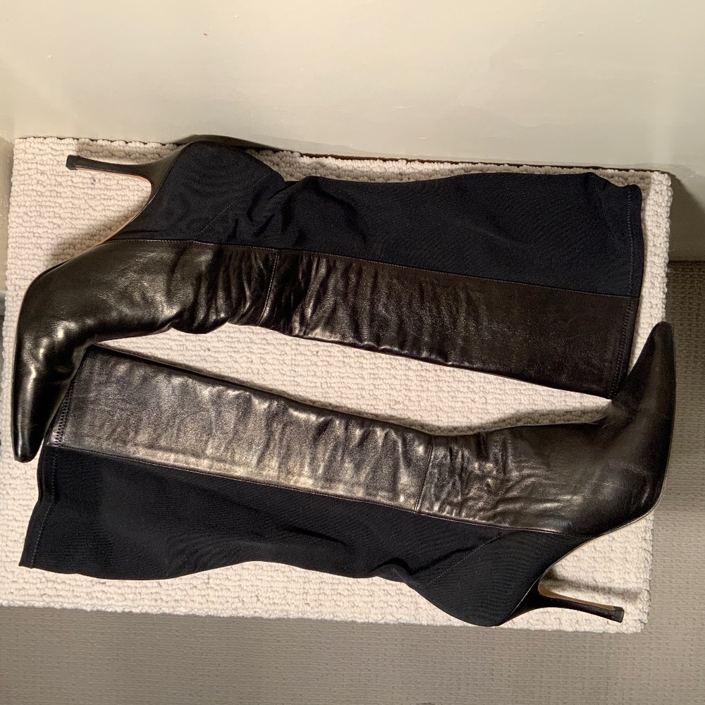 Jimmy Choo Black Stretch Back Leather Boots
